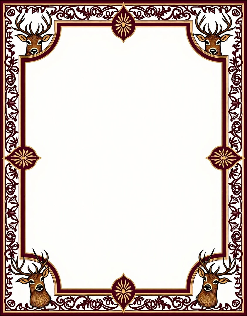 Regal Deer Woodland Corner Border Rug