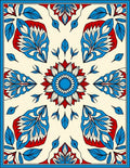 Floral Abstract Red Blue Cream Rug