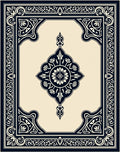 Ornate Floral Medallion Navy Design Rug