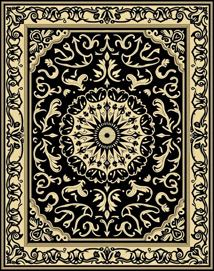 Intricate Scrollwork Mandala Pattern Rug