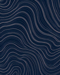 Navy Blue Swirling Lines Pattern Rug