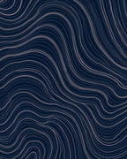 Navy Blue Swirling Lines Pattern Rug