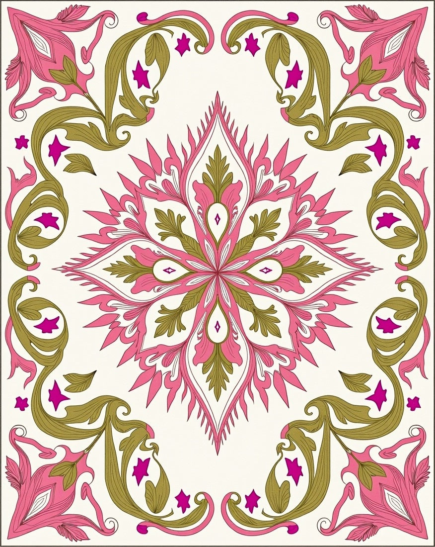 Victorian Floral Medallion Pattern Rug