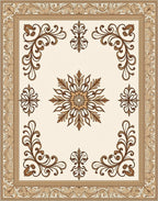 Ornate Floral Scrollwork Cream Rug