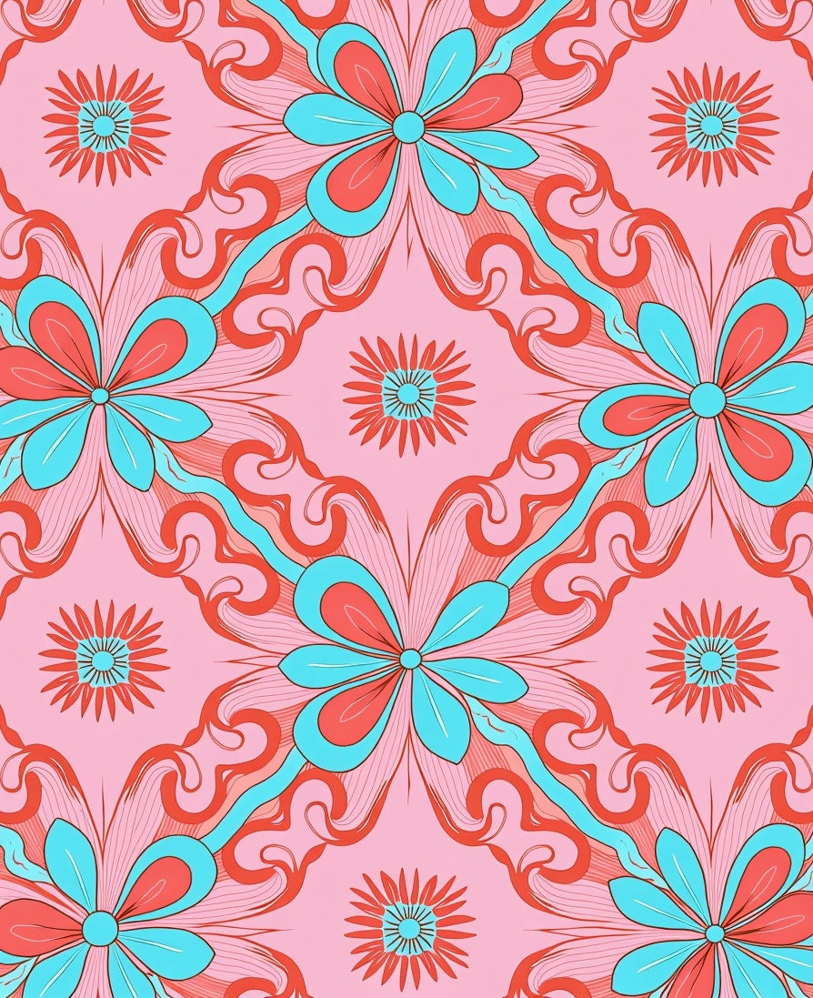 Psychedelic Floral Swirl Pattern Rug