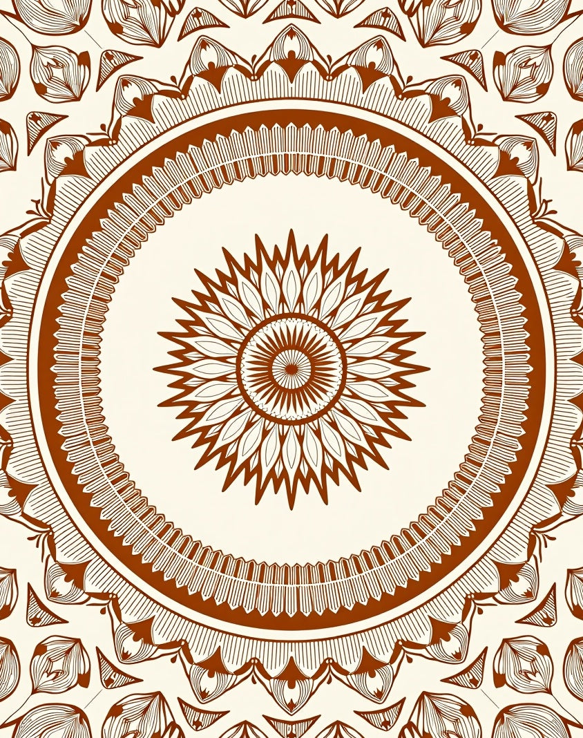 Intricate Marigold Mandala Pattern Rug