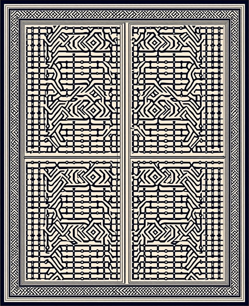 Modern Maze Patterned Graphic Rug
