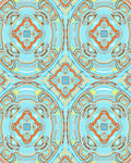 Light Blue Orange Medallion Pattern Rug