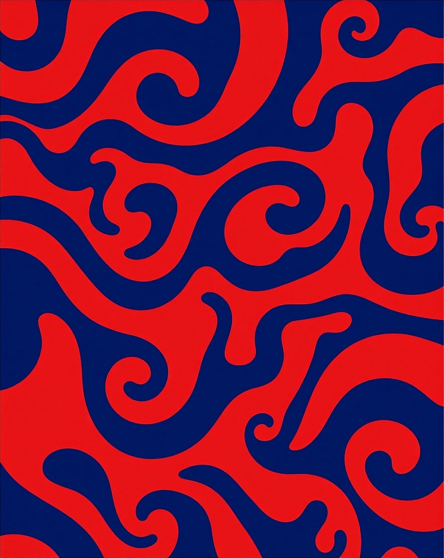 Red and Blue Swirl Pattern Rug