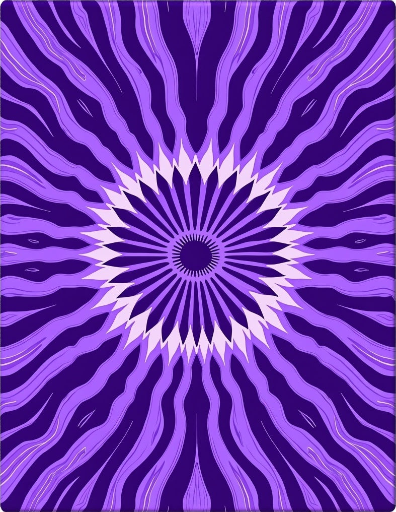 Purple Radial Floral Pattern Rug