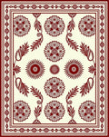 Ornate Red Floral Border Design Rug