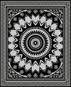 Black White Mandala Geometric Design Rug