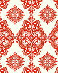 Classic Red Ivory Damask Pattern Rug