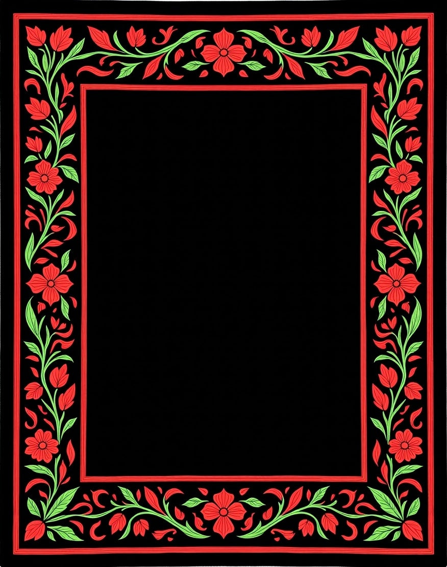 Bold Floral Vine Border Design Rug