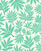 Teal Leaf Patterned Tropical Design Rug