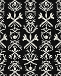Black White Bone Crossing Ornament Rug