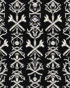 Black White Bone Crossing Ornament Rug