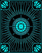 Cyan Geometric Sunburst Design Rug