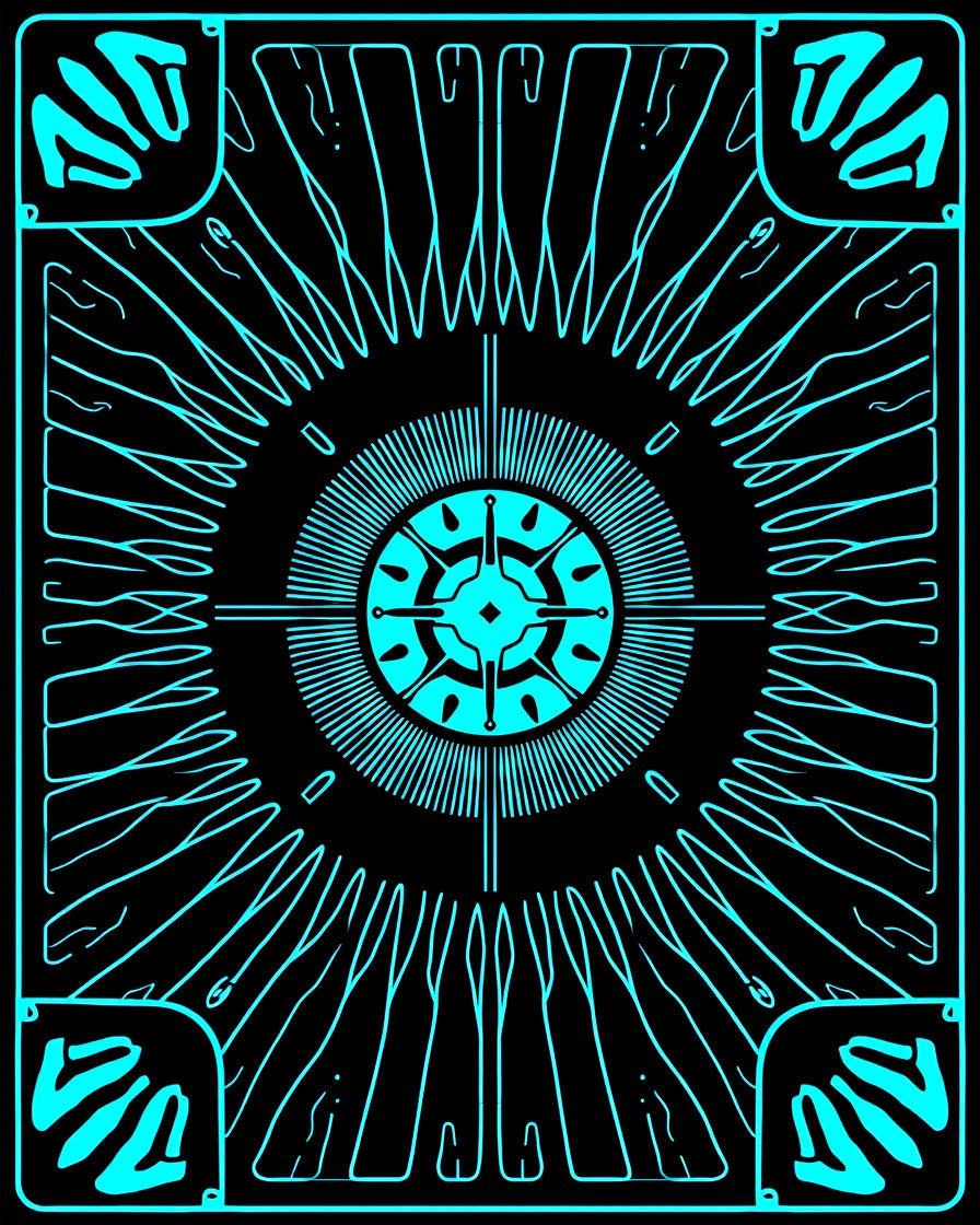 Cyan Geometric Sunburst Design Rug