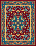 Intricate Floral Medallion Red Rug