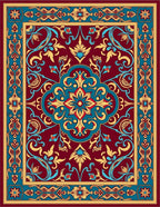 Intricate Floral Medallion Red Rug