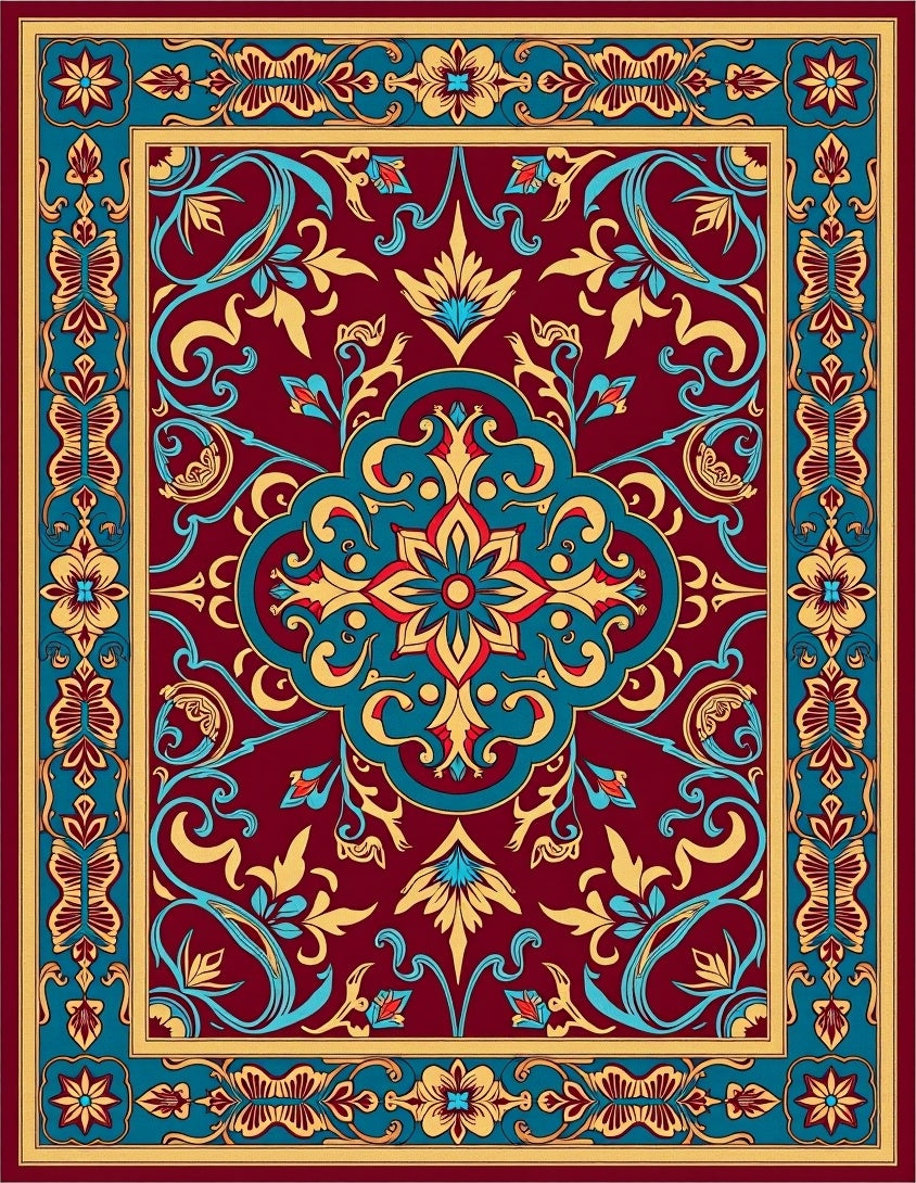 Intricate Floral Medallion Red Rug