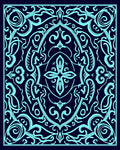 Intricate Light Blue Swirl Pattern Rug
