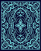 Intricate Light Blue Swirl Pattern Rug