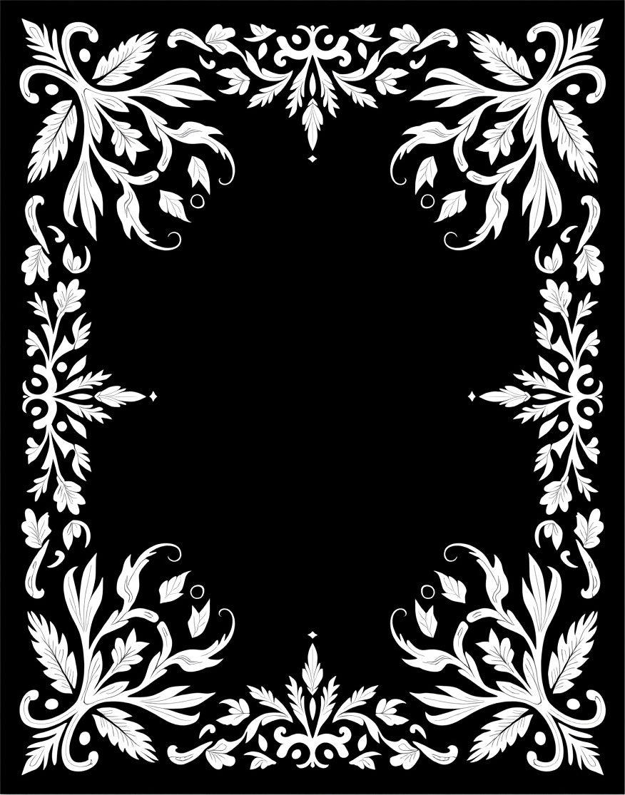 White Floral Scrollwork Border Design Rug