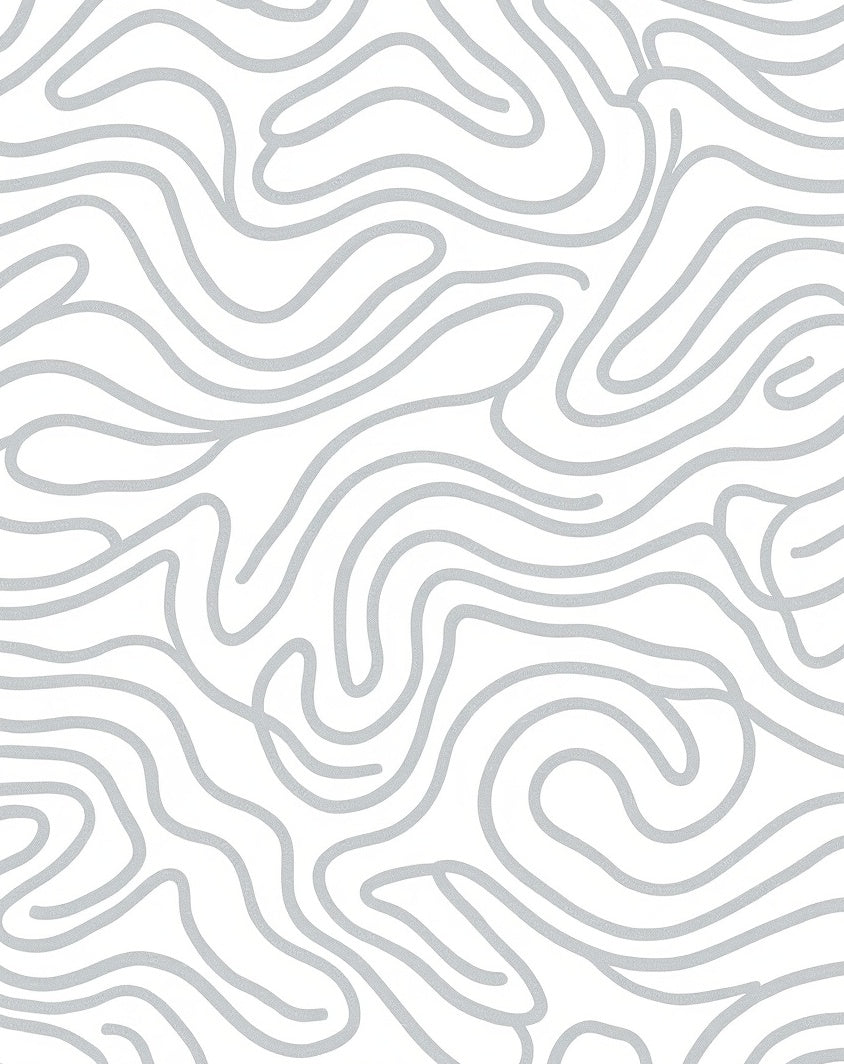 Light Gray Wavy Abstract Lines Rug