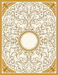 Golden Ornate Swirl Floral Design Rug