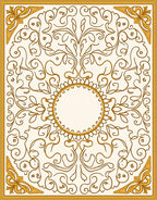 Golden Ornate Swirl Floral Design Rug