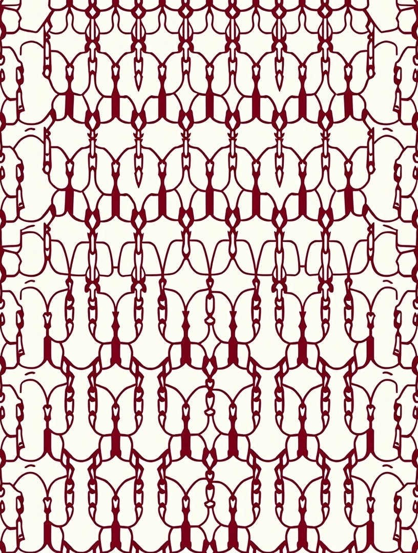 Maroon Abstract Linked Oval Pattern Rug
