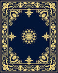 Elaborate Gold Floral Scrollwork Rug