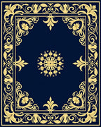 Elaborate Gold Floral Scrollwork Rug