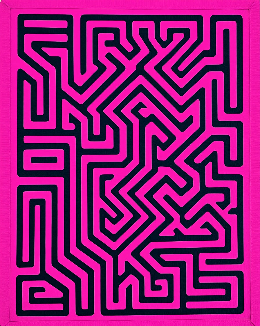 Bold Pink Geometric Maze Rug