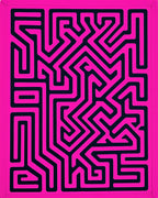 Bold Pink Geometric Maze Rug