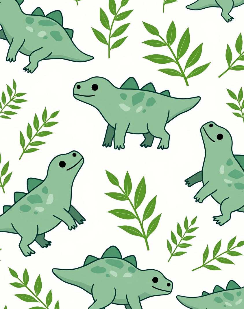Cute Dinosaur Foliage Pattern Rug