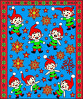 Festive Elves Red and Green Snowflakes Rug