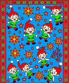 Festive Elves Red and Green Snowflakes Rug