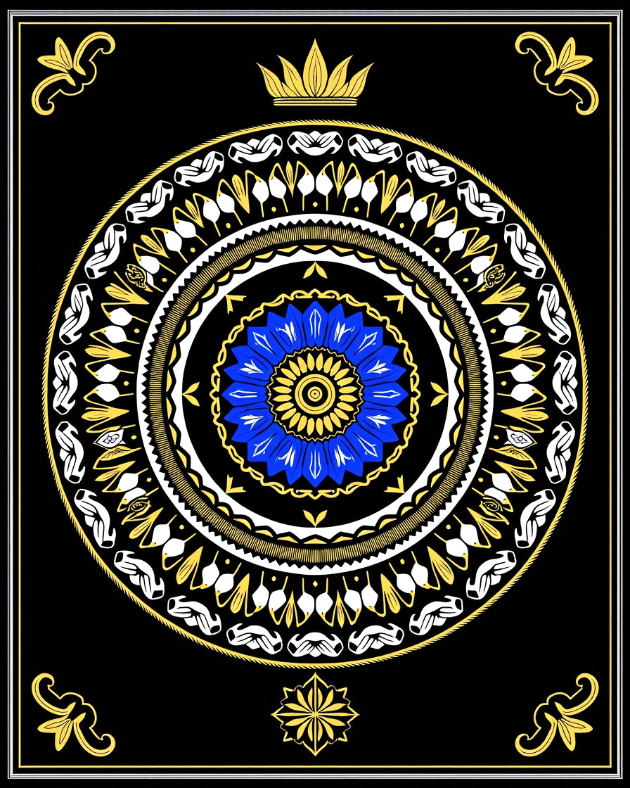 Royal Blue Gold Mandala Art Rug