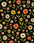 Retro Floral Botanical Pattern Design Rug