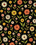 Retro Floral Botanical Pattern Design Rug