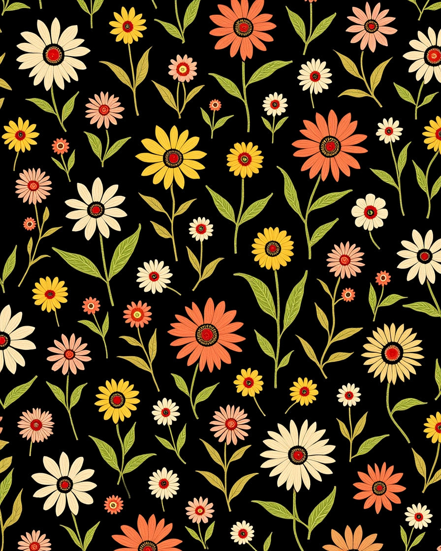 Retro Floral Botanical Pattern Design Rug