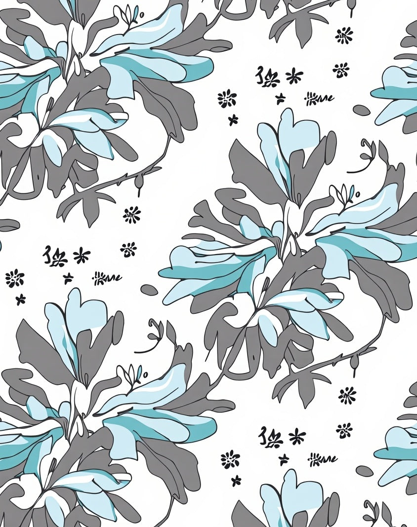 Coastal Abstract Floral Branch Design Rug