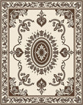 Classic Floral Scroll Border Medallion Rug