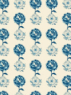 Blue Floral Art Nouveau Pattern Rug