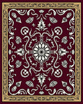 Crimson Floral And Scrollwork Artistry Rug