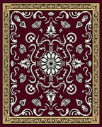 Crimson Floral And Scrollwork Artistry Rug
