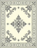 Classic Floral Corner Border Pattern Rug